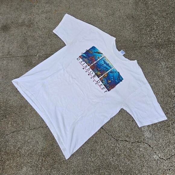 Vtg 90s CRAZY SHIRTS Rainbow Reef Underwater Scene Hawaii Tee Shirt XL USA Made - Picture 2 of 7